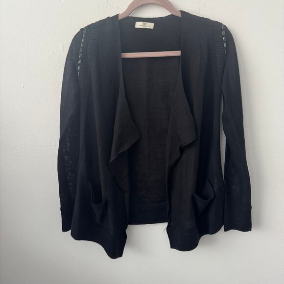 Day Birger Et Mikkelsen Open Front Wool Blend Cardigan in Black - Picture 2 of 7